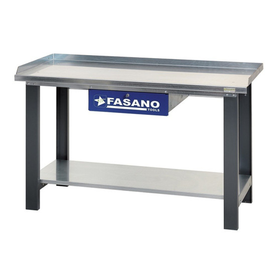 Робочий стіл 1500×745×880 мм металевий з синим ящиком Fasano FG 129/B1.5