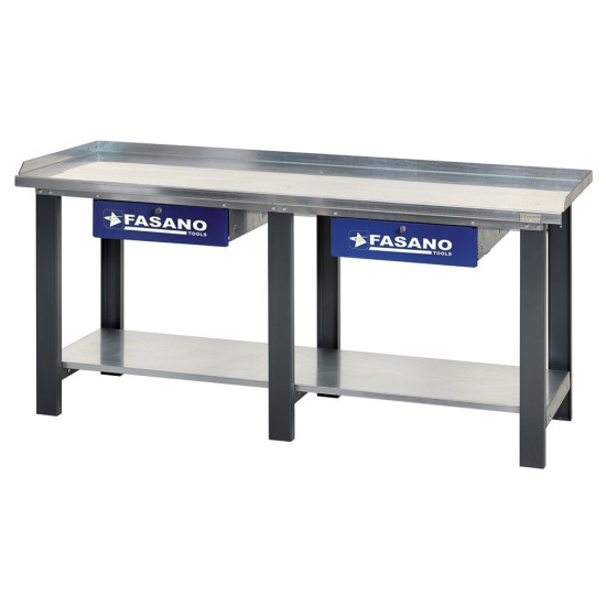 Робочий стіл 2000×745×880 мм металевий з синими ящиками Fasano FG 129/B2