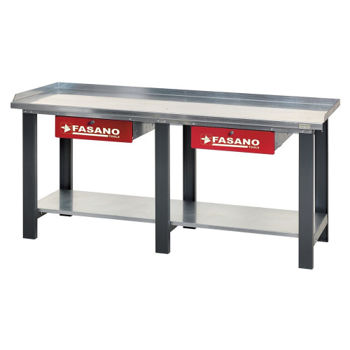 Робочий стіл 2000×745×880 мм металевий з червоними ящиками Fasano FG 129/R2 Робочий стіл 2000×745×880 мм металевий з червоними ящиками Fasano FG 129/R2