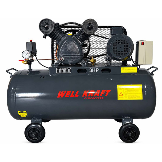 Поршневий компресор Well Kraft V-0.25/8, 320 л/хв, ресивер 100 л, 220 / 380 В