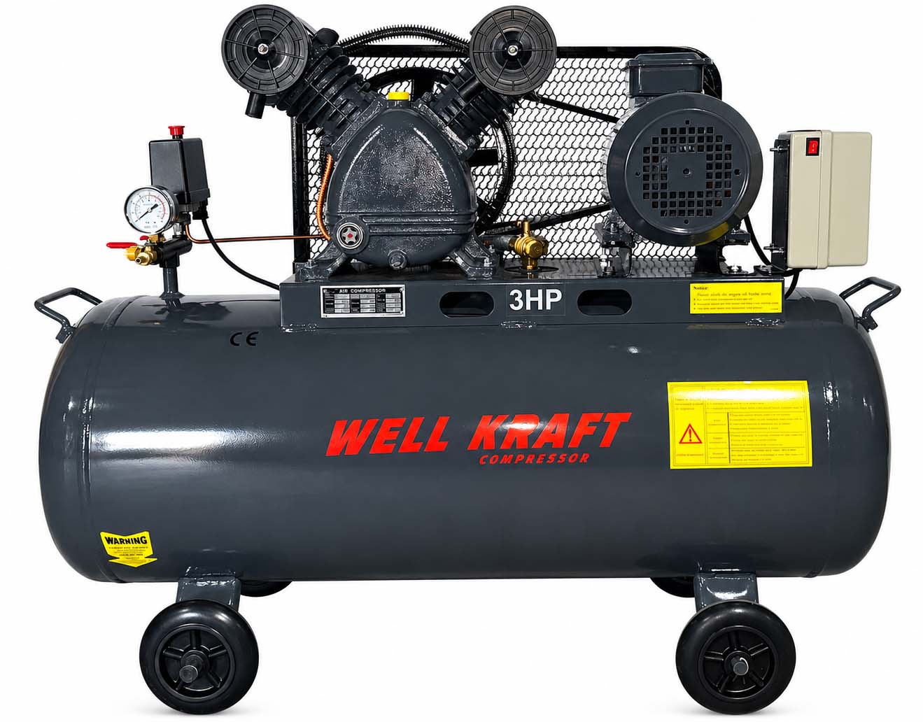 Поршневий компресор Well Kraft V-0.25/8, 320 л/хв, ресивер 100 л, 220 / 380 В