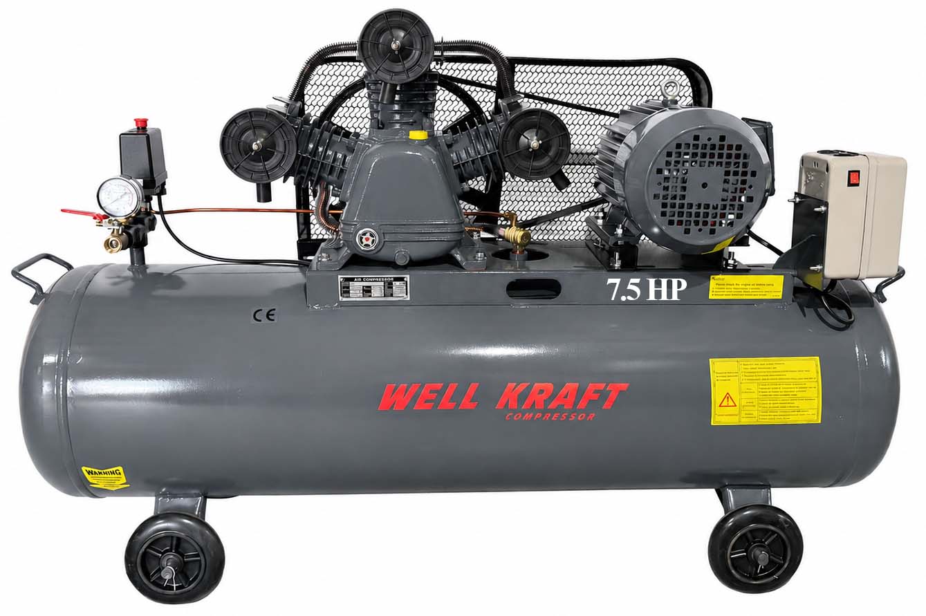 Поршневий компресор Well Kraft W-0.67/8, 850 л/хв, ресивер 200 л, 380 В